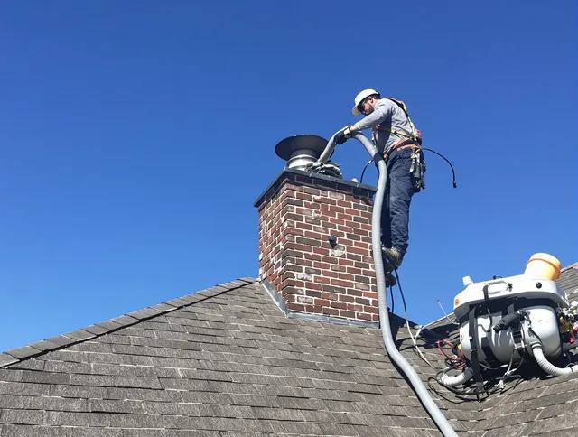 Dedicated Weston Chimney Sweep team member cleaning a chimney in Weston, FL