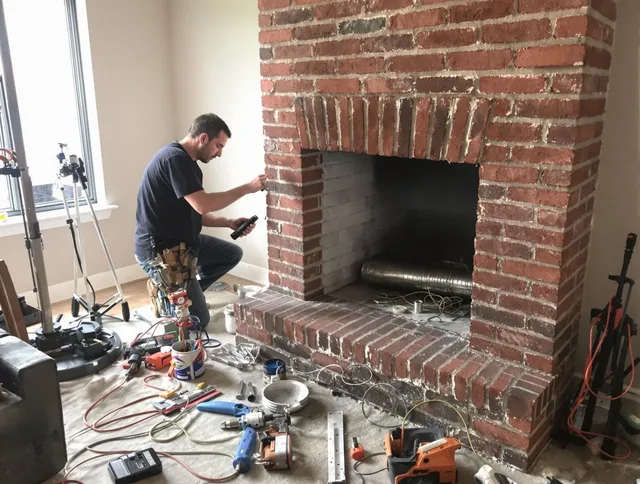 Weston Chimney Sweep specialist finalizing chimney liner service in Weston, FL