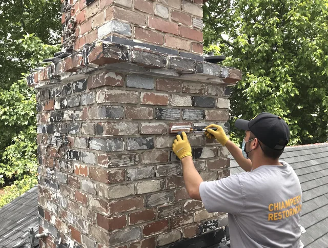 In-progress chimney restoration by Weston Chimney Sweep in Weston, FL