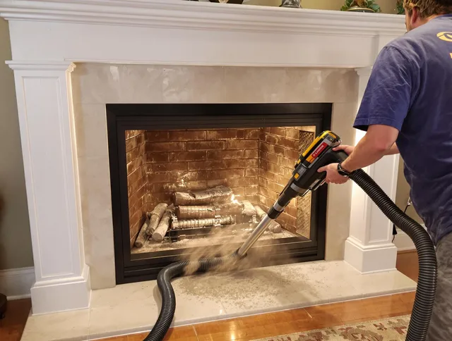 Fireplace cleaning performed by Weston Chimney Sweep in Weston, FL